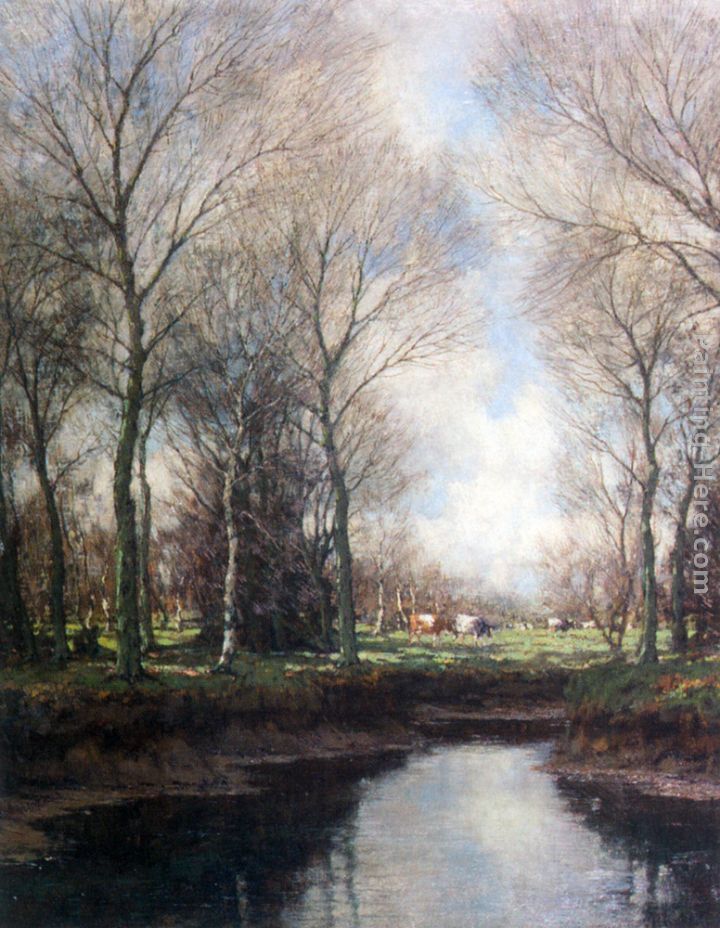 Cows Grazing Along a Stream painting - Arnold Marc Gorter Cows Grazing Along a Stream art painting